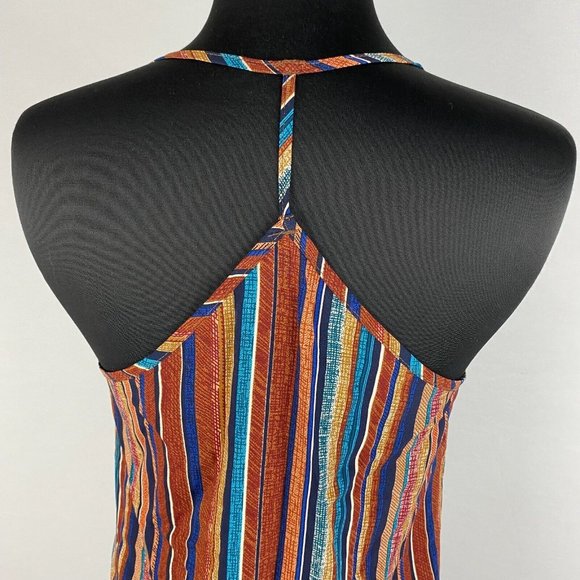 Shein S / US 4 Diagonal Striped V-Neck T Halter Back Tank Top Summer Boho - Picture 7 of 11